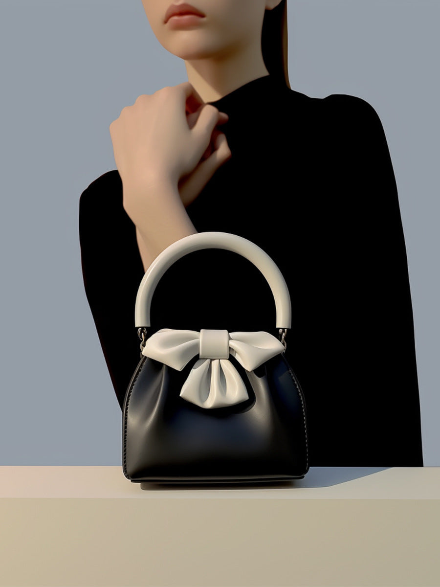 Contrast Bow Bucket Bag